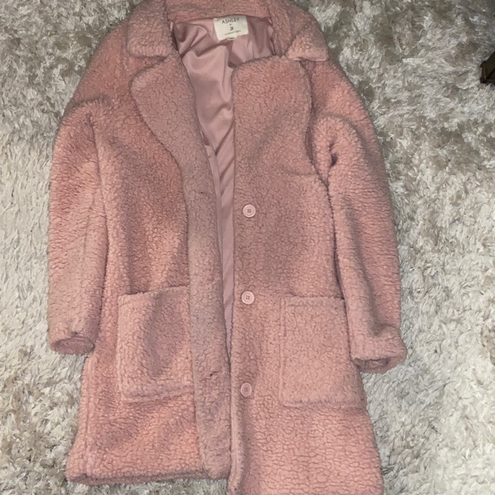 Pink Fuzzy Teddy Coat, Size XL